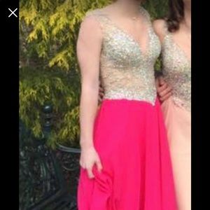Pink jeweled prom dress